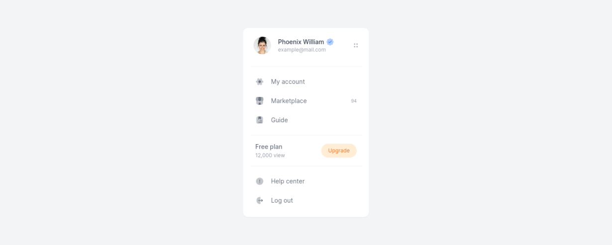 Tailwind CSS User Profile Dropdown Component